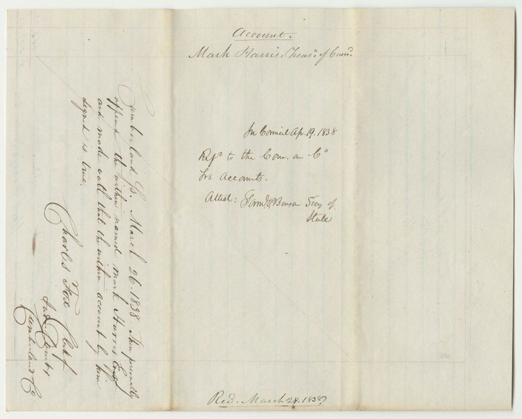 Miniature of Account of Mark Harris, Cumberland County Treasurer