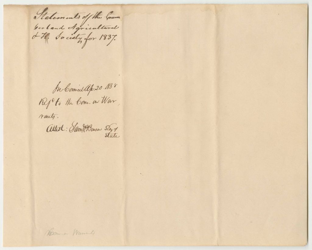Miniature of Statements of the Cumberland Agricultural and Horticultural Society for 1837