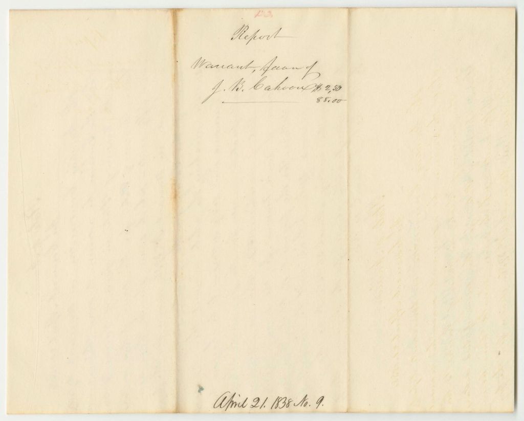 Miniature of Report 123: Warrant in Favor of James B. Cahon, State Treasurer for His Salary