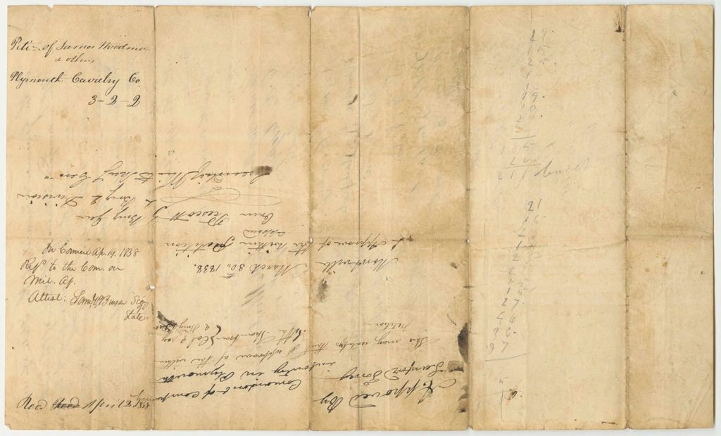 Miniature of Petition of James Woodman and Others for the Organization of a Company of Cavalry in Plymouth