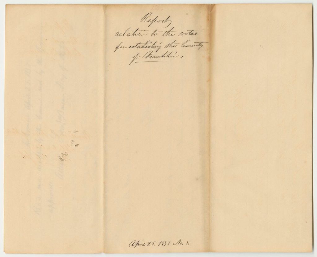 Miniature of Report 134: Report Relative to the Votes for Establishing Franklin County