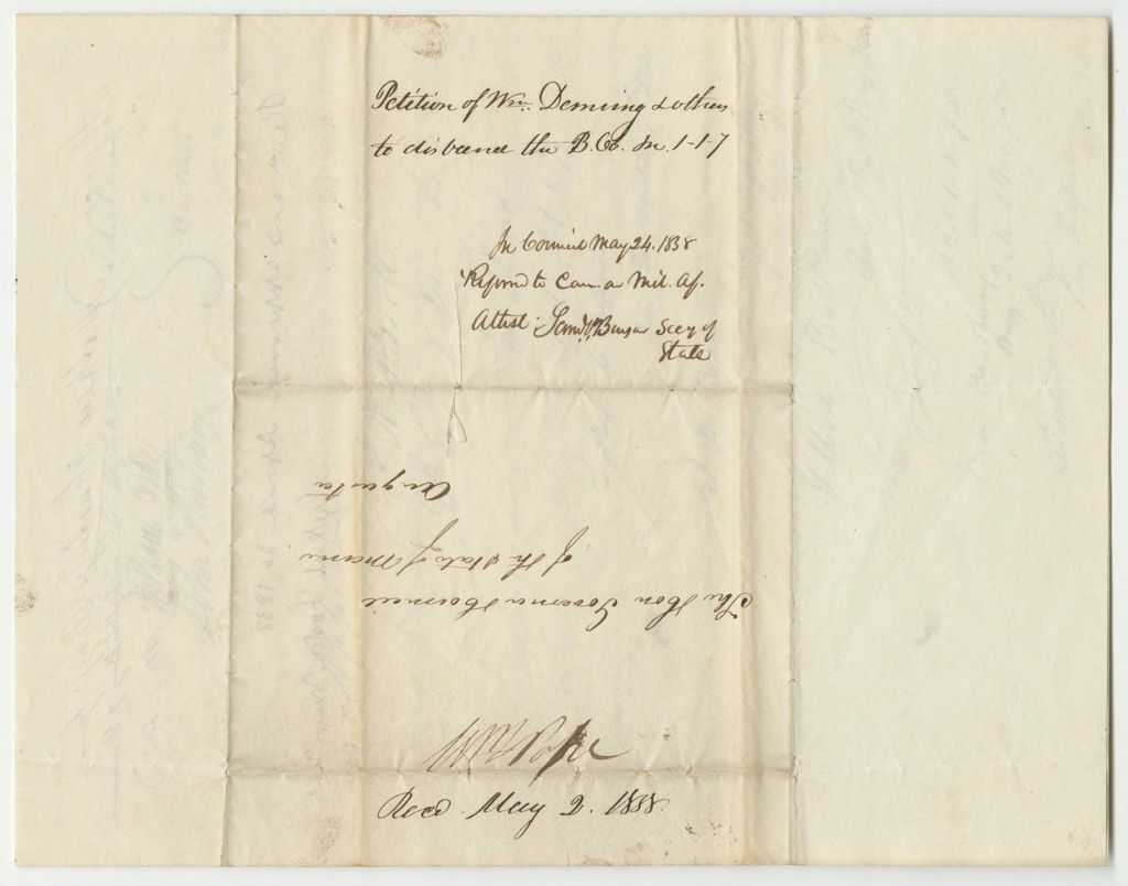 Miniature of Petition of William Deming and Others to Disband the Infantry Company in Calais