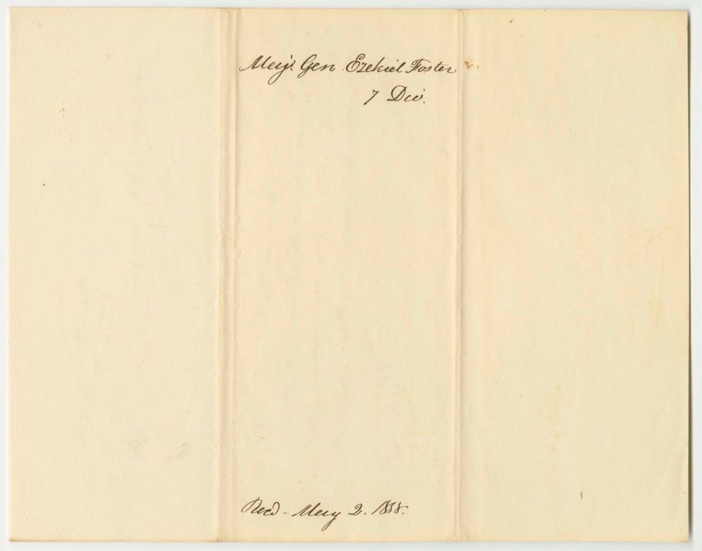 Miniature of Communication from Major General E. Foster, in Relation to the Petition to Disband the Infantry Company in Calais