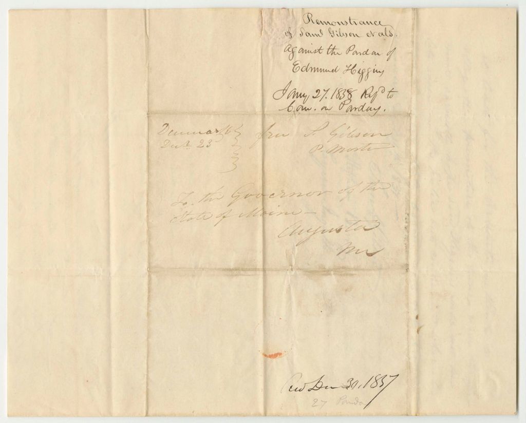Miniature of Remonstrance of Samuel Gibson and Others Against the Pardon of Edmund Higgins