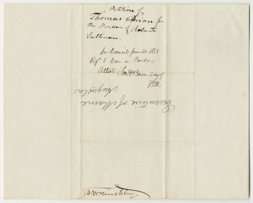Miniature of Petition of Thomas O'Brien for the Pardon of Robert Sullivan