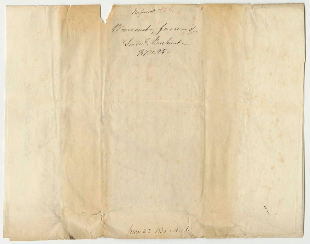 Miniature of Report 180: Warrant in Favor of Samuel Burbank, York County Treasurer