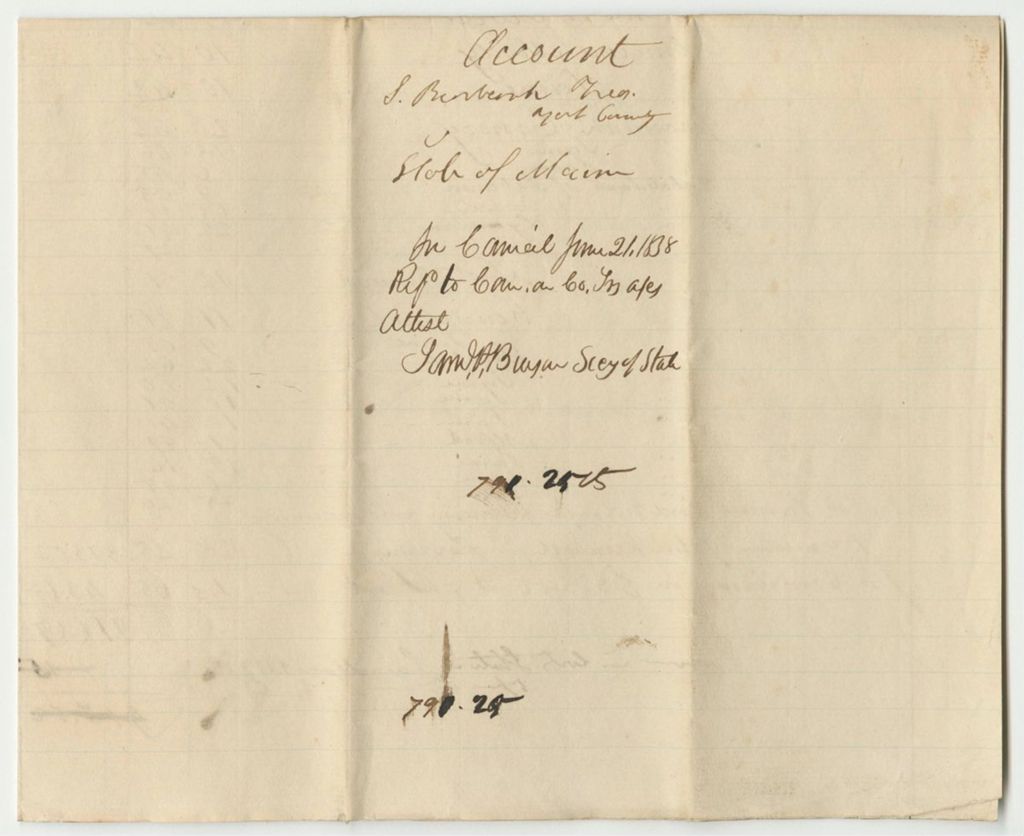 Miniature of Account of Samuel Burbank, York County Treasurer