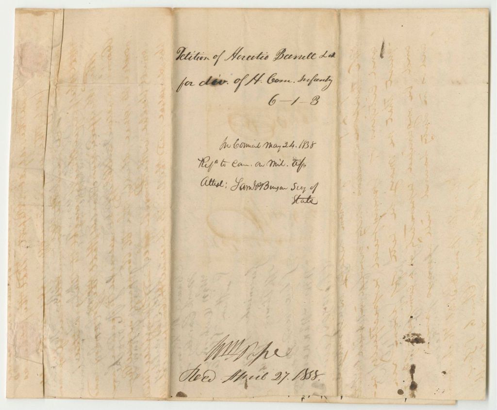 Miniature of Petition of Horatio Banett and Others for the Division of the Company of Infantry in the Towns of Lee and Springfield