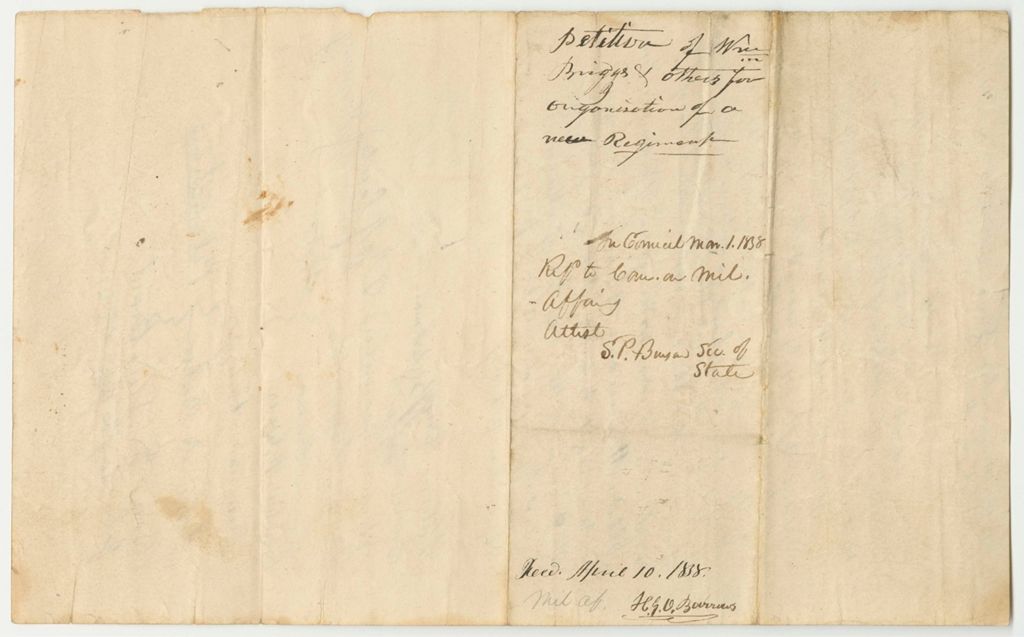 Miniature of Petition of William Briggs and Others for the Organization of a New Regiment