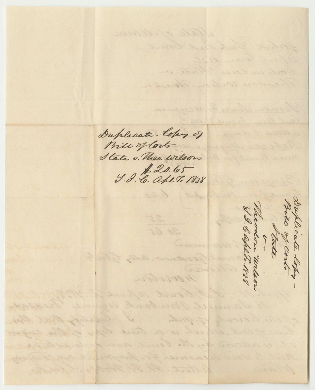 Miniature of Bills of Cost at the Supreme Judicial Court in York County, April Term 1838