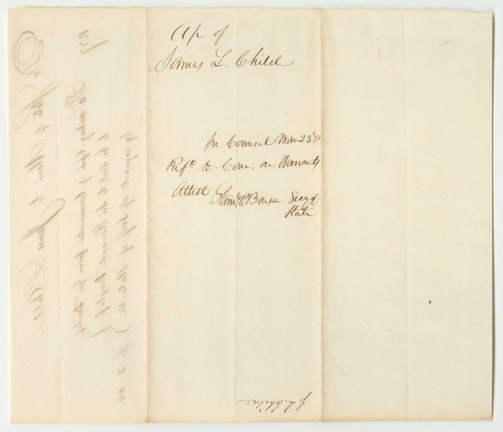 Miniature of Accounts of James L. Child and Samuel A. Barrister, for Services Rendered to the State