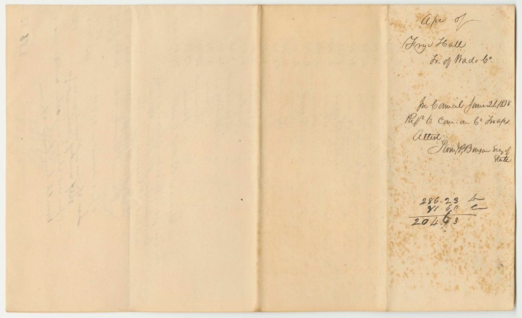 Miniature of Account of Frye Hall, Waldo County Treasurer