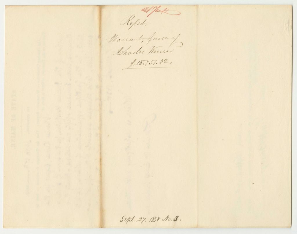 Miniature of Report 217: Warrant in Favor of Charles Keene, Agent for Building the Insane Hospital