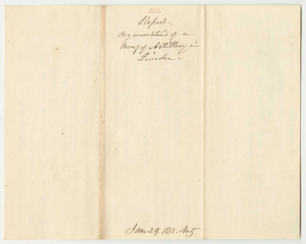 Miniature of Report 211: Report on the Organization of a Company of Artillery in Lincoln