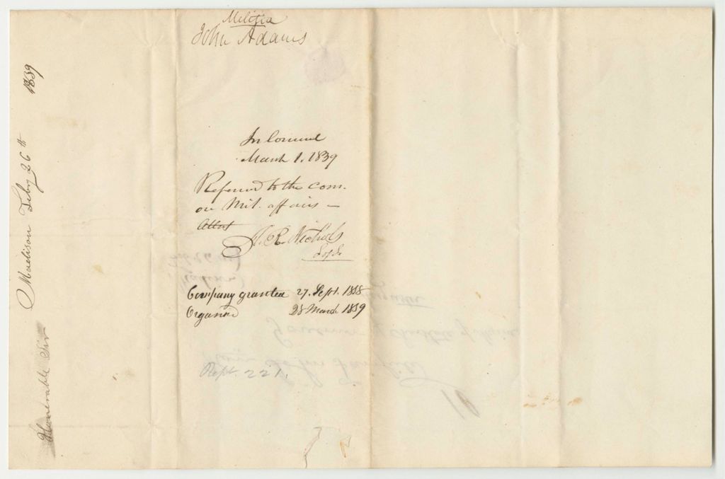 Miniature of Communication from John Adams, Relating to the Petition for the Organization of a Company of Riflemen in Madison