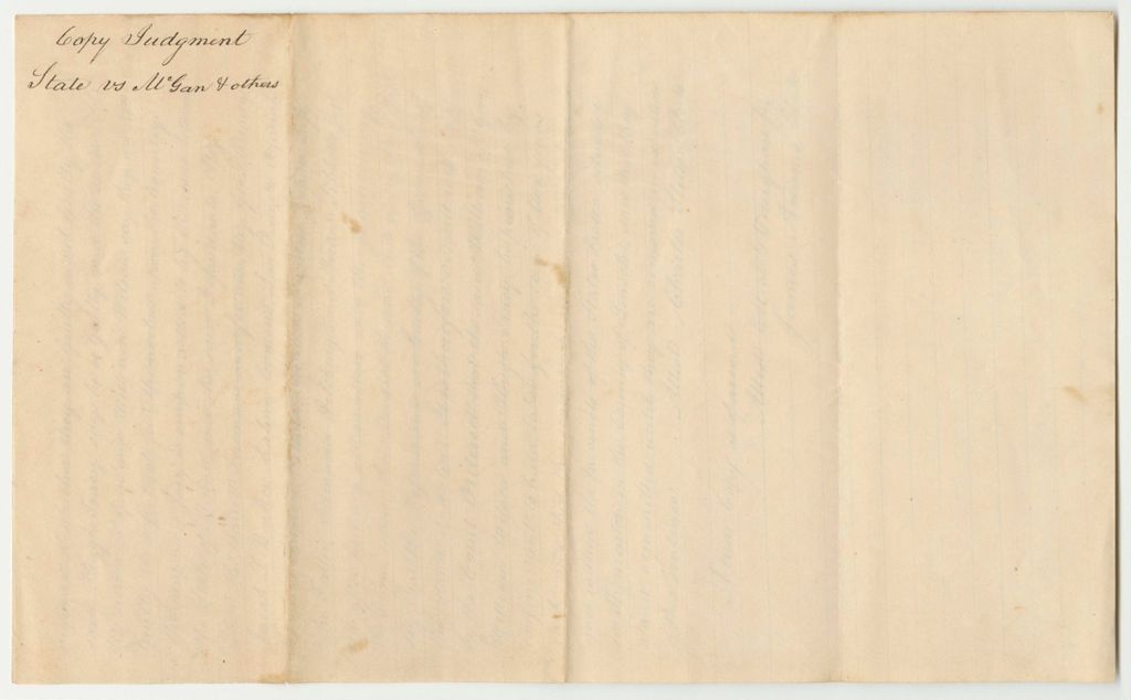 Miniature of State v. William McGann, William Wilson, and Hugh Tracy, Copy of Judgement