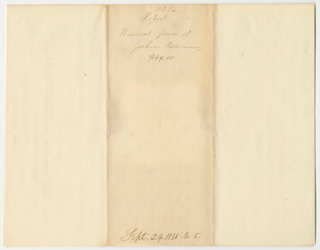 Miniature of Report 238: Warrant in Favor of Joshua Patterson, State Prison Inspector