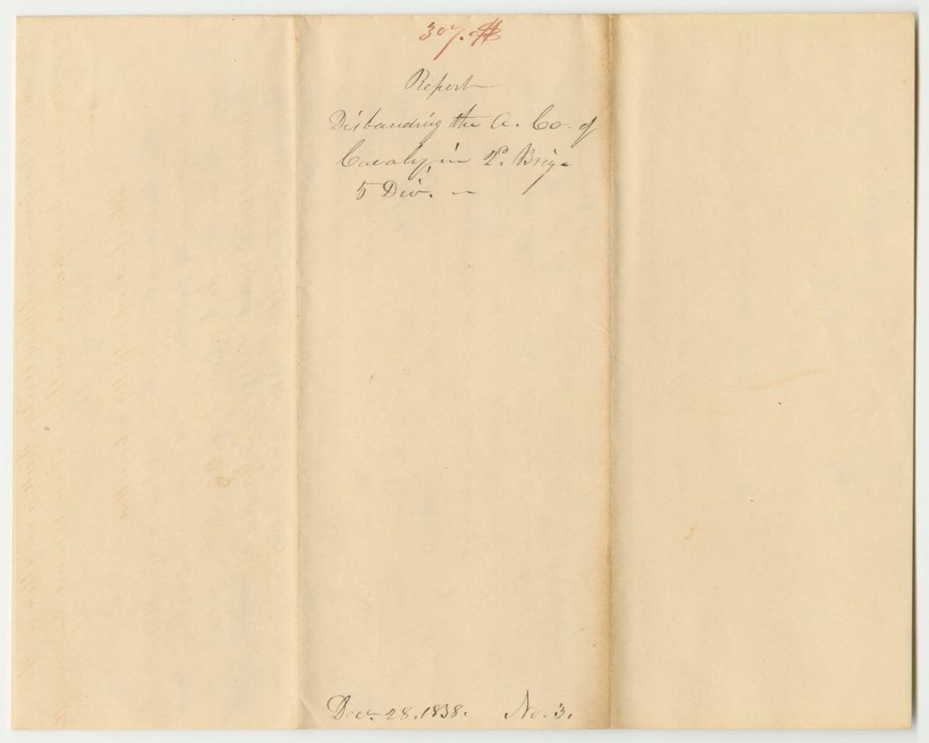 Miniature of Report 307: Report Disbanding a Company of Cavalry in the 2nd Brigade
