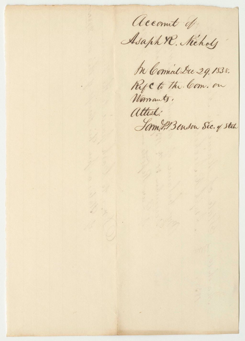 Miniature of Accounts of Asaph R. Nichols, Late Secretary of State