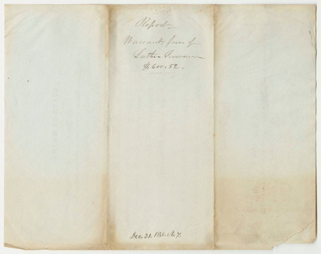 Miniature of Report 319: Warrant in Favor of Luther Severence for Printing the Second Report of the Geology of Maine