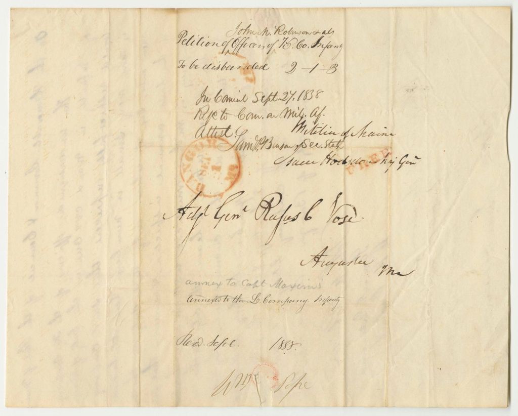 Miniature of Petition of John M. Robinson and Others to Disband the K Company of Infantry in the 2nd Regiment, 1st Brigade, 3rd Division