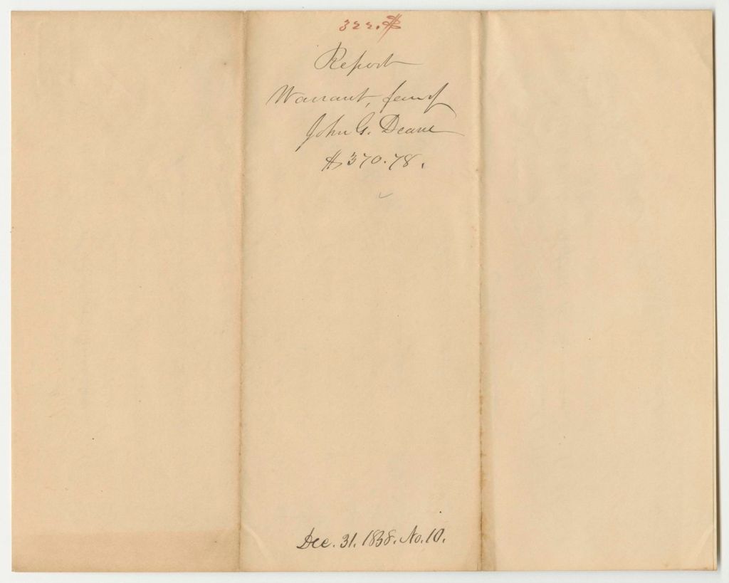 Miniature of Report 322: Warrant in Favor of John G. Deane Toward Running and Locating the Northeastern Boundary Line