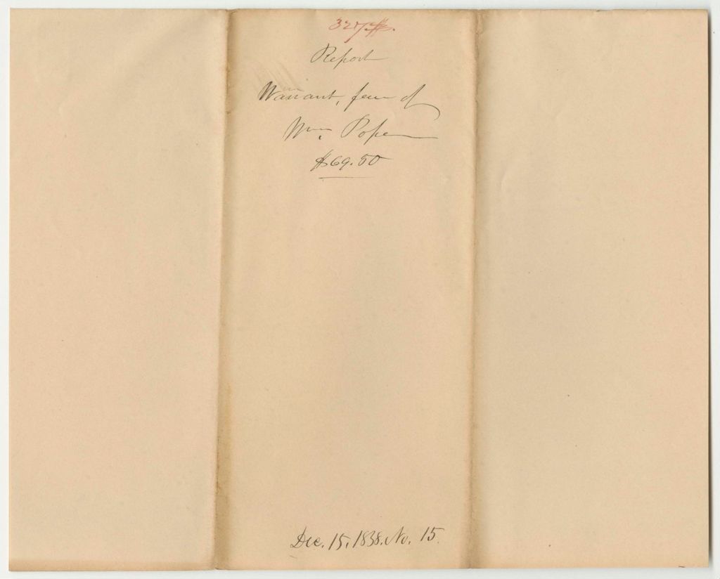 Miniature of Report 327: Warrant in Favor of William Pope, Board of Internal Improvements