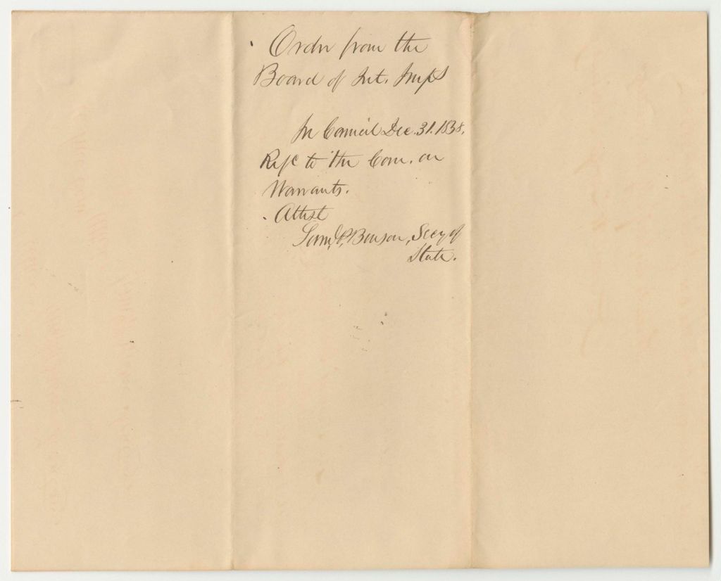 Miniature of Order from the Board of Internal Improvements for a Warrant to Purchase a Sextant