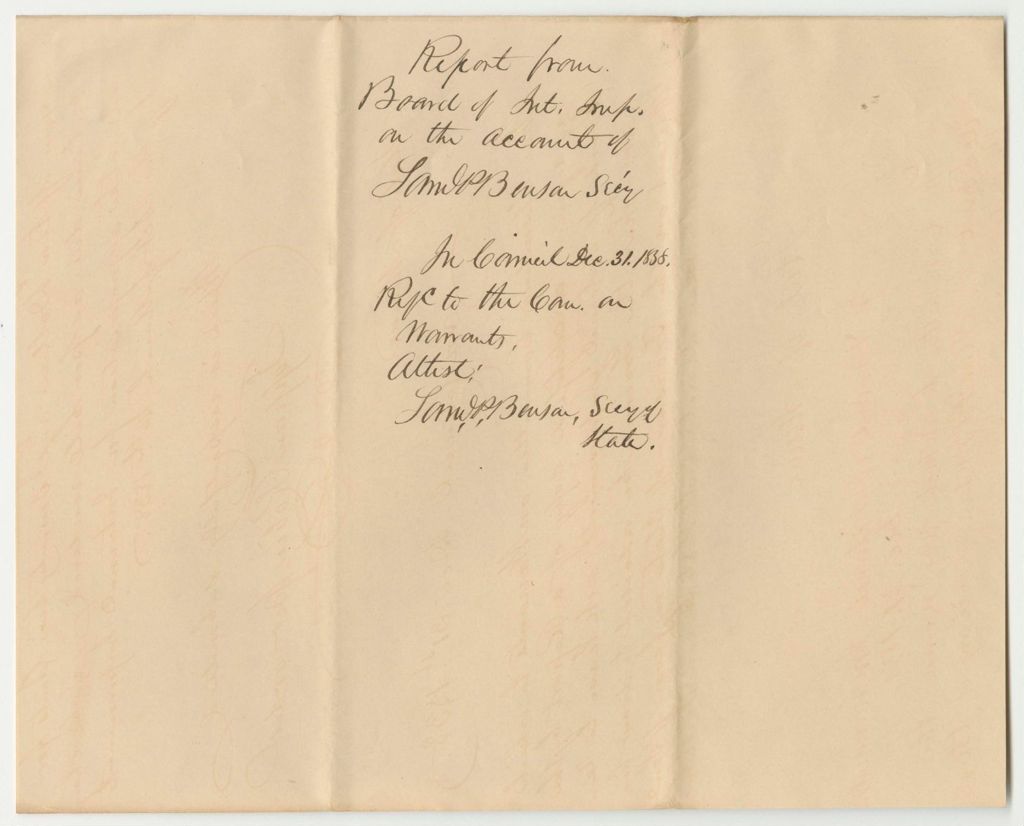 Miniature of Report from the Board of Internal Improvements on the Account of Samuel P. Benson