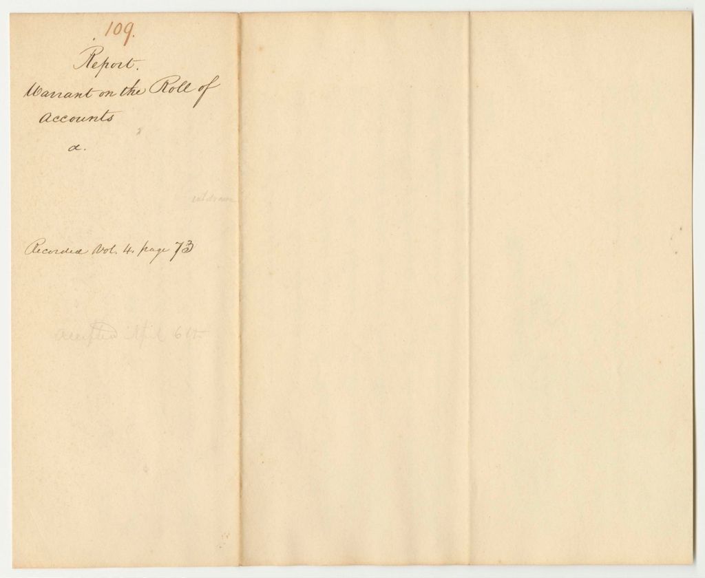 Miniature of Report 109: Report on the Warrant on the Roll of Accounts
