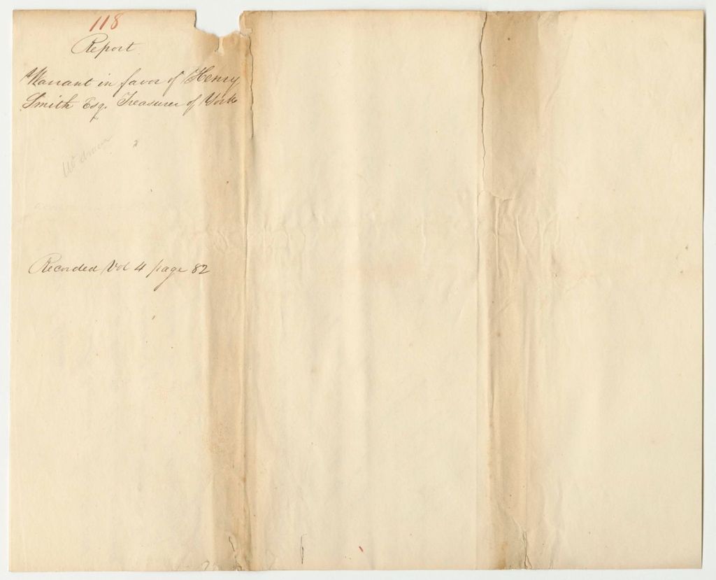 Miniature of Report 118: Report on the Warrant in Favor of Henry Smith, Esq., Treasurer of York County
