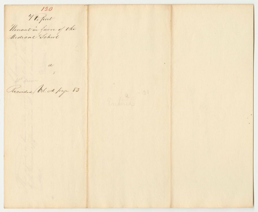 Miniature of Report 120: Report on the Warrant in Favor of Bowdoin College Medical School