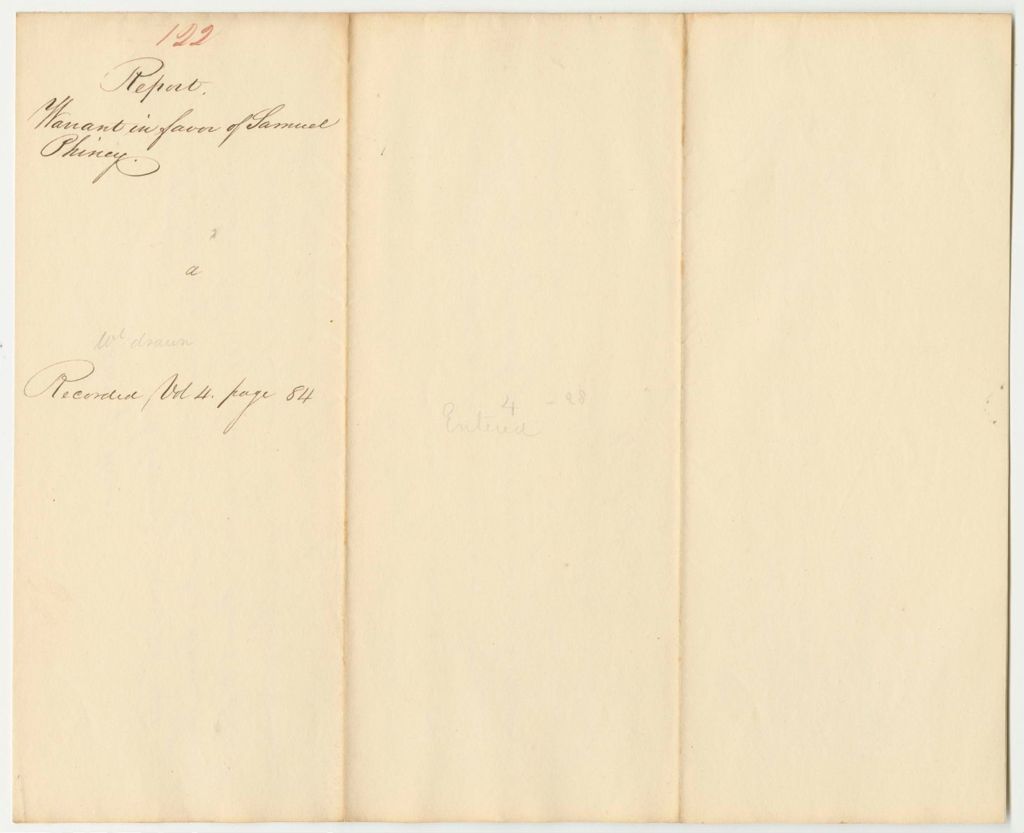 Miniature of Report 122: Report on the Warrant in Favor of Samuel Phiney for Apprehending John Hatch