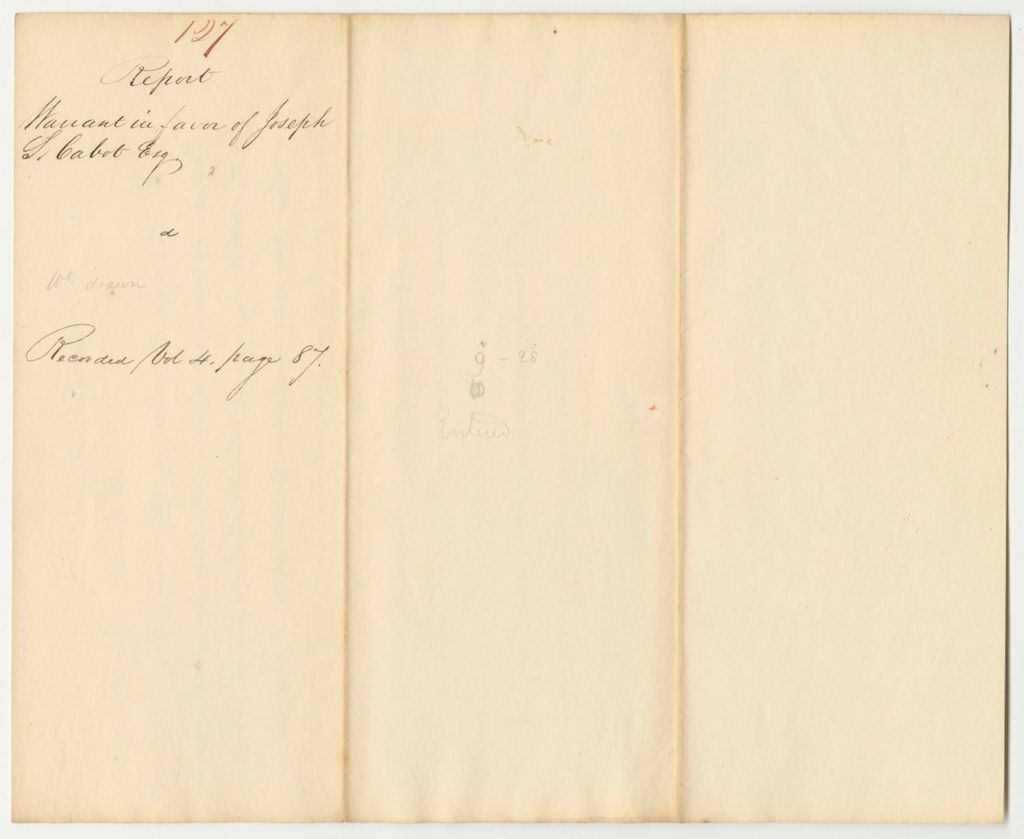 Miniature of Report 127: Report on the Warrant in Favor of Joseph S. Cabot, Esq., for Interest on His Loan to the State
