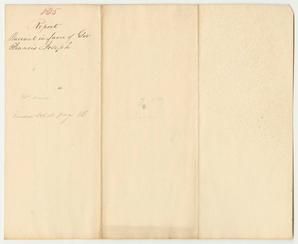 Miniature of Report 125: Report on the Warrant in Favor of Gov. Francis Joseph