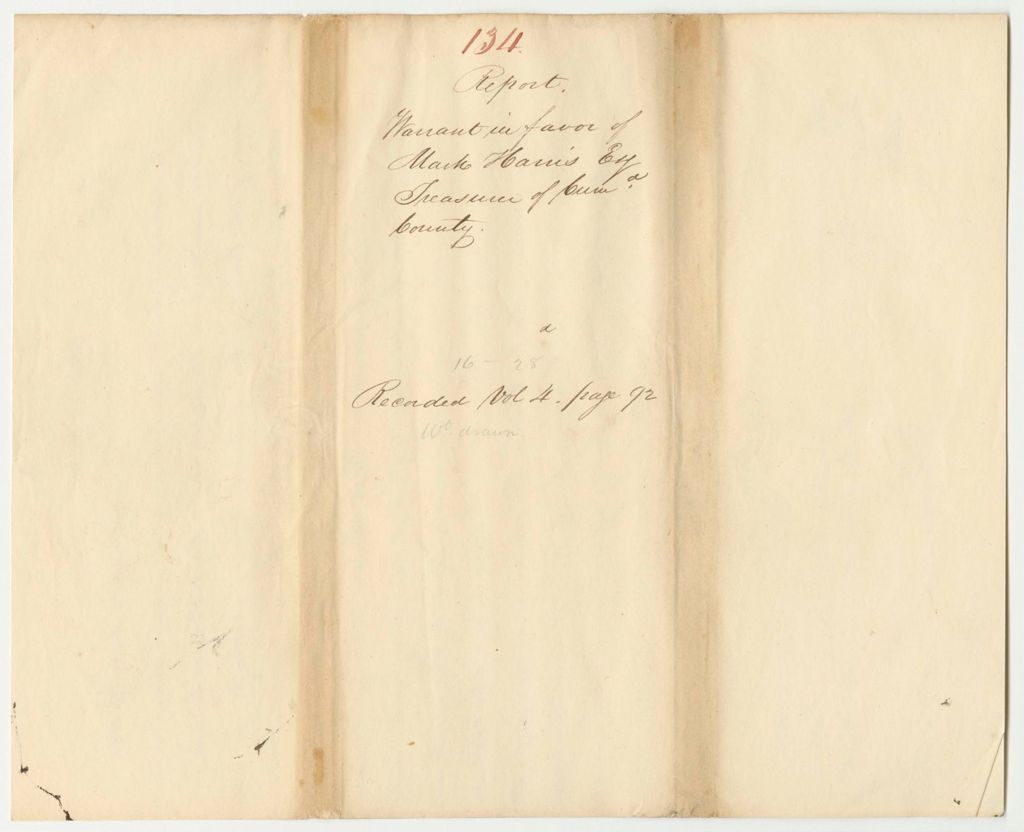 Miniature of Report 134: Report on the Warrant in Favor of Mark Harris, Esq., Treasurer of Cumberland County