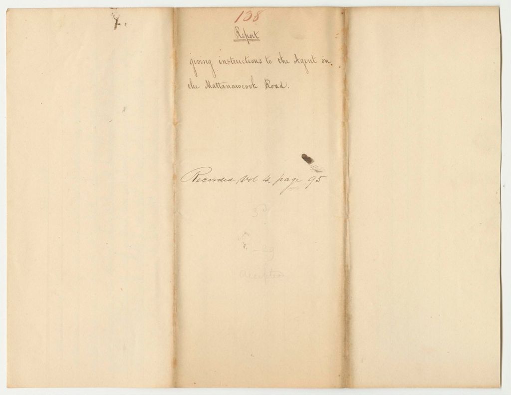 Miniature of Report 138: Report Giving Instructions to the Agent on the Mattanawcook Road