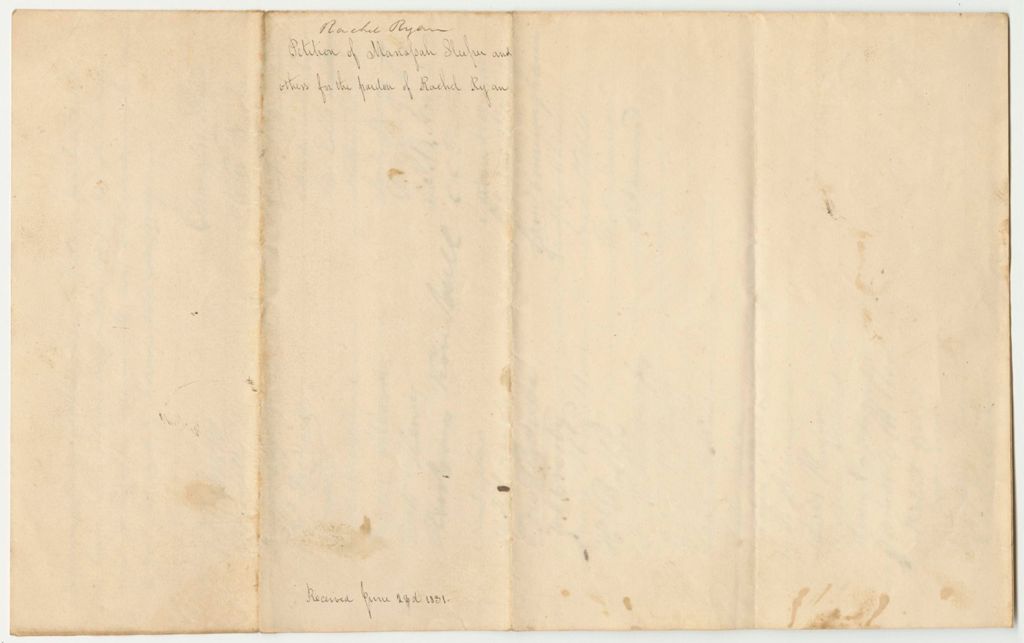 Miniature of Petition of Manassah Sleeper and Others for the Pardon of Rachel Ryan