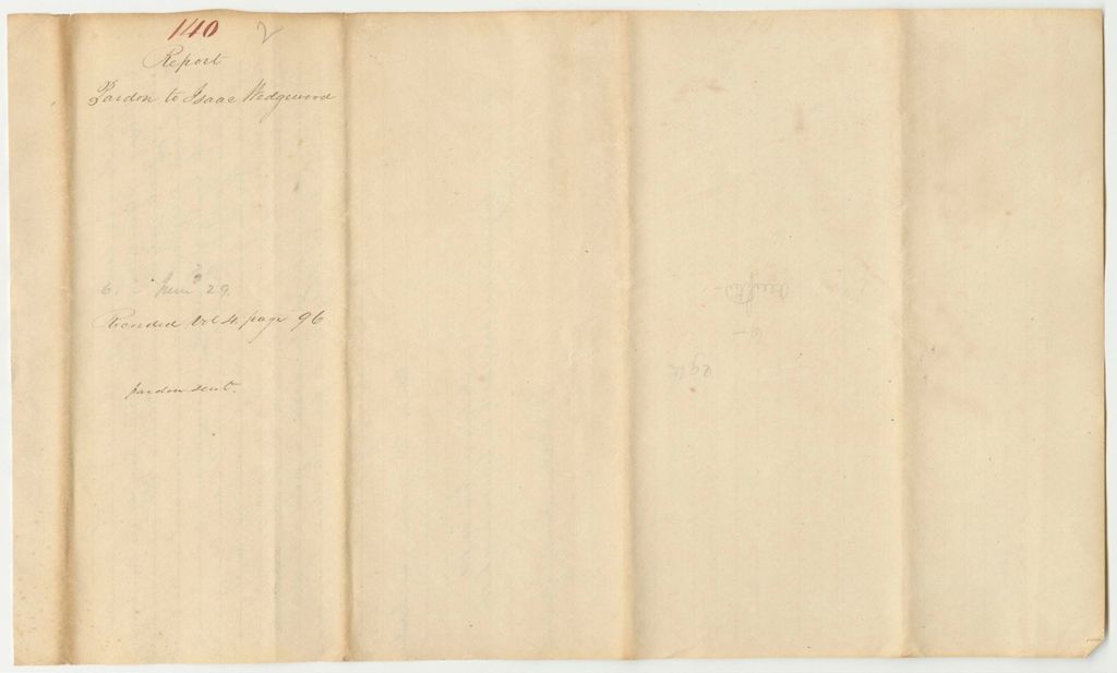 Miniature of Report 140: Report on a Pardon to Isaac Wedgewood