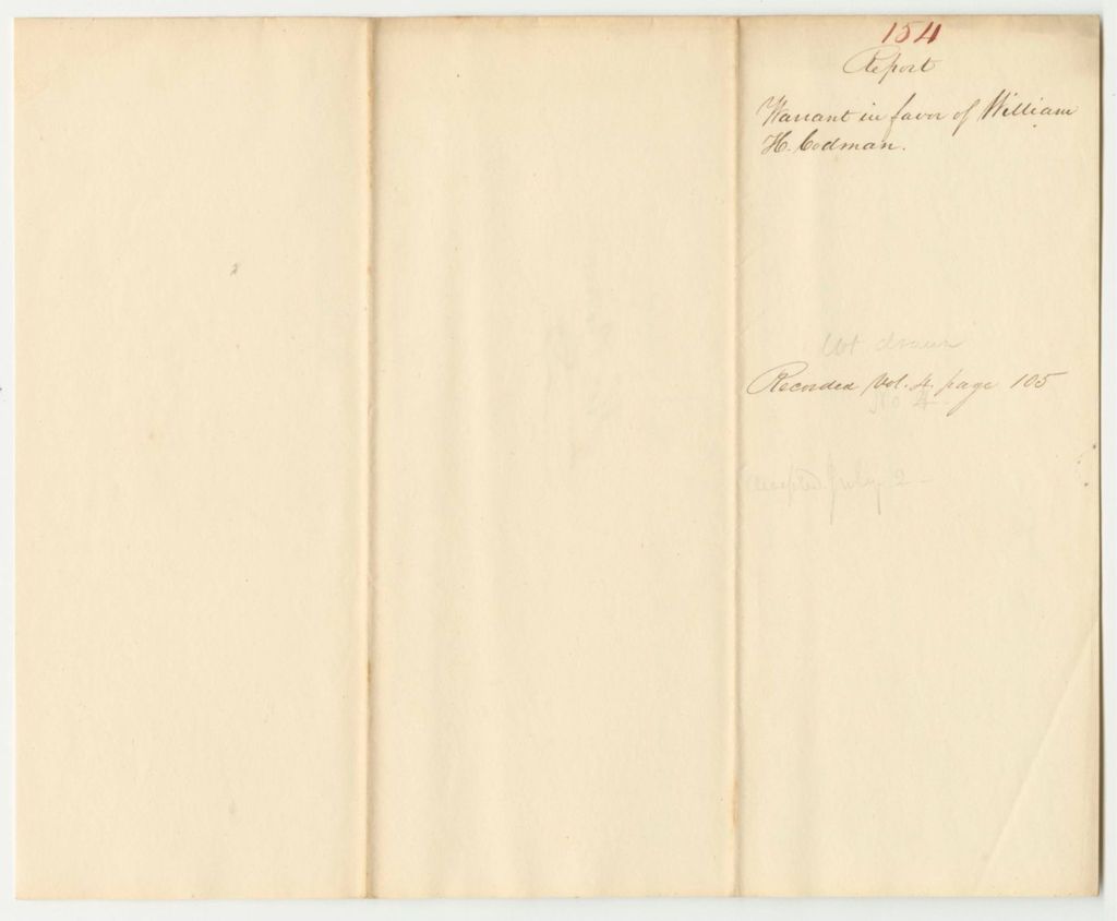 Miniature of Report 154: Report on the Warrant in Favor of William H. Codman for Services Under the Direction of the Secretary of State