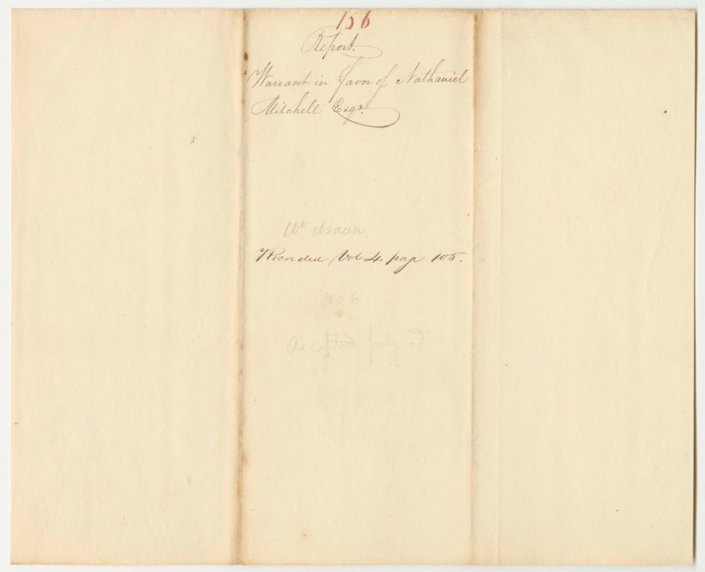 Miniature of Report 156: Report on the Warrant in Favor of Nathaniel Mitchell, Postmaster of Portland, for Postage