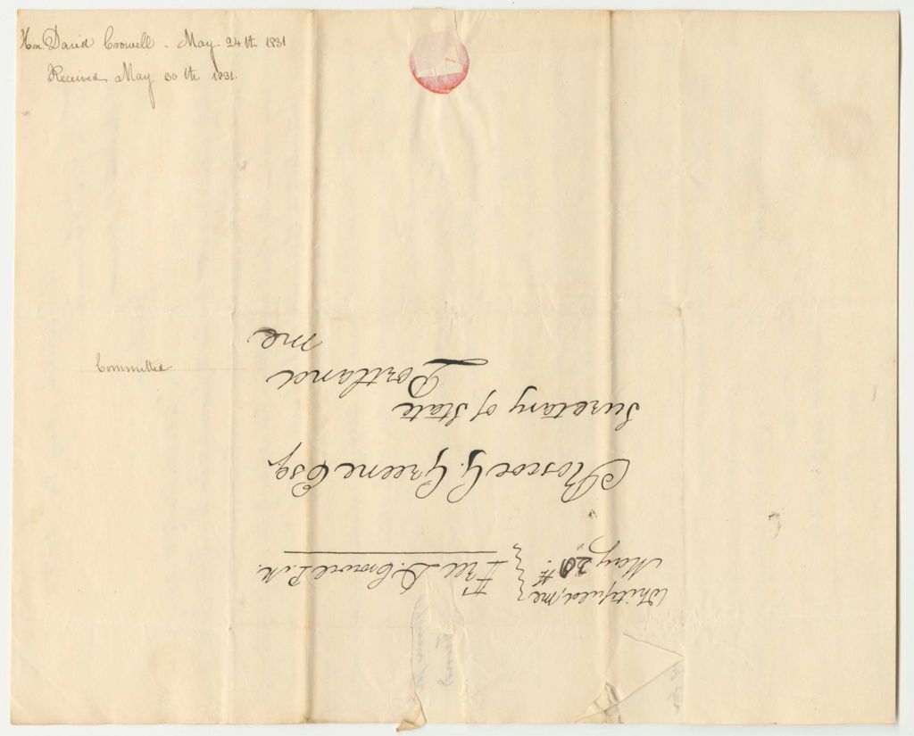 Miniature of Communication from David Crowel, Regarding Peter Trask and the Hartford Asylum