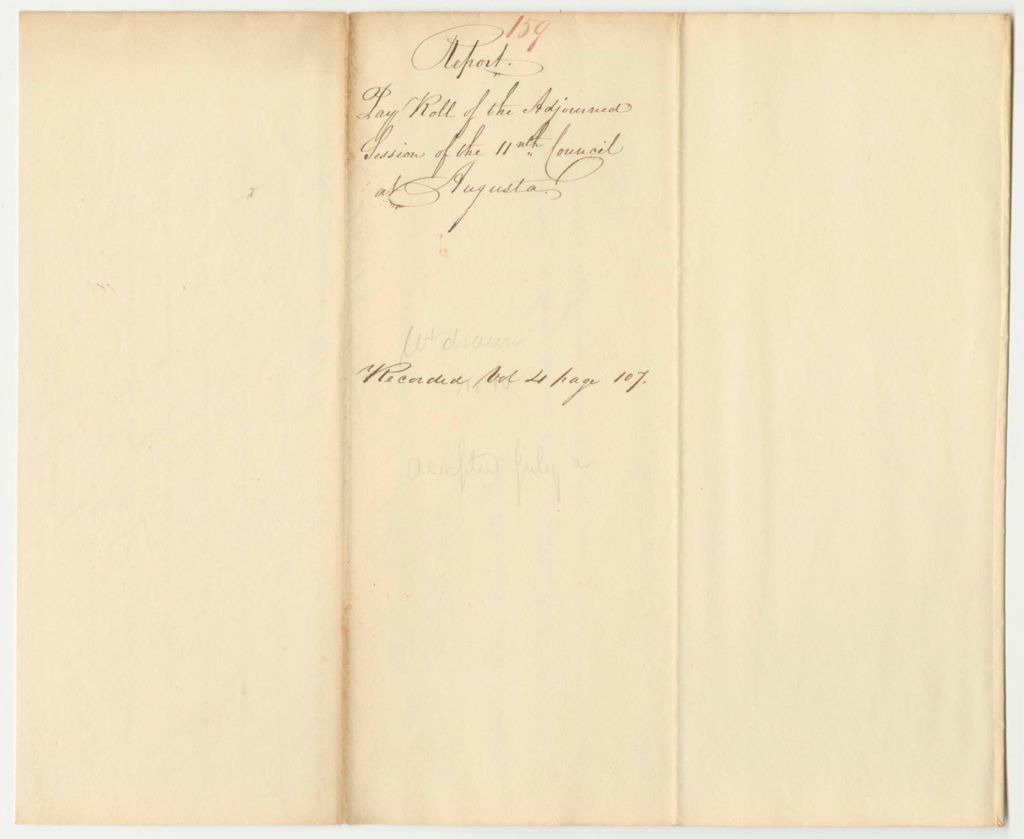 Miniature of Report 159: Pay Roll of the Adjourned Session of the 11th Council at Augusta
