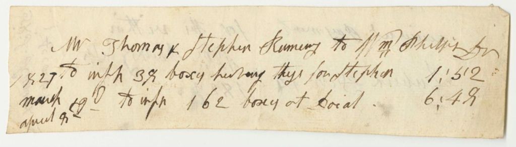 Miniature of Account of Thomas & Stephen Rumery for Inspecting Fish, Paid by William Phelps