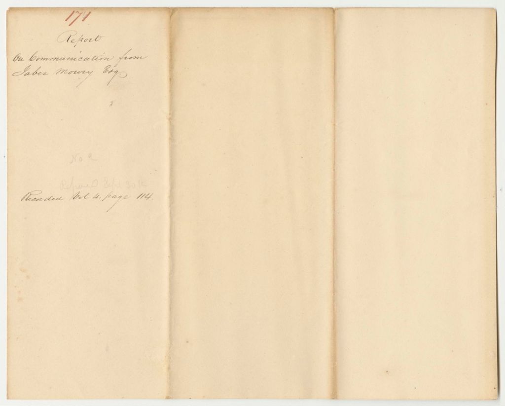 Miniature of Report 171: Report on the Communication from Jabez Mowry