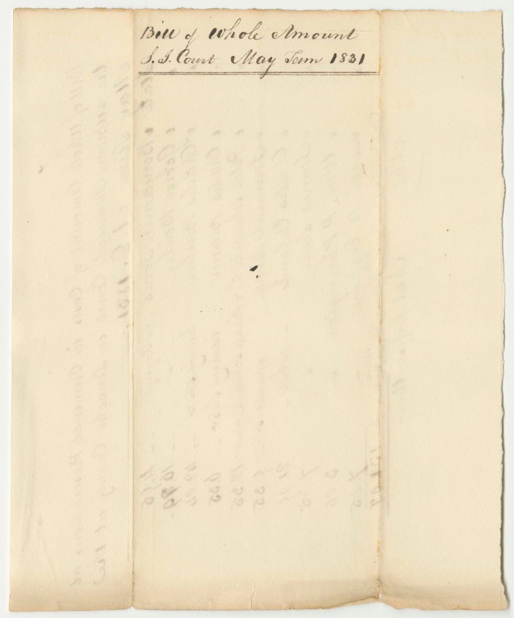 Miniature of Bill of Whole Amount of Costs in Criminal Prosecutions at the Supreme Judicial Court Lincoln County, May Term 1831