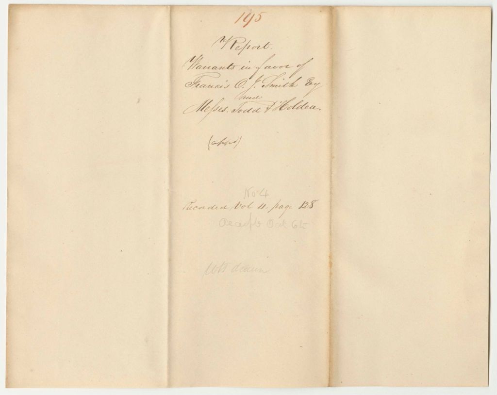 Miniature of Report 195: Warrants in Favor of Francis O.J. Smith and Messrs. Todd and Holden
