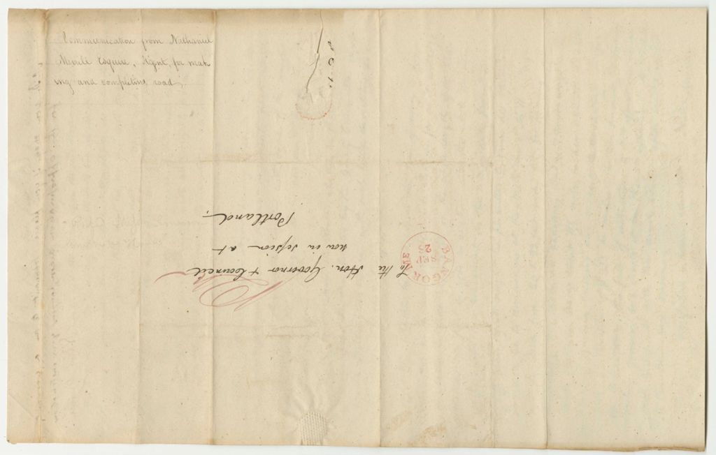 Miniature of Communication from Nathaniel Merrill, Agent for Making and Completing the Baring and Houlton Road