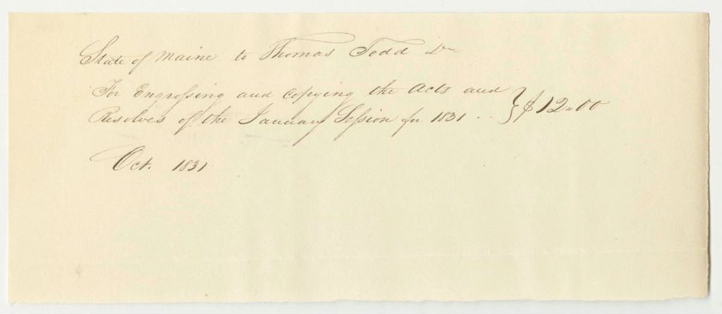 Miniature of Account of Thomas Todd, Clerk in the Secretary of State's Office