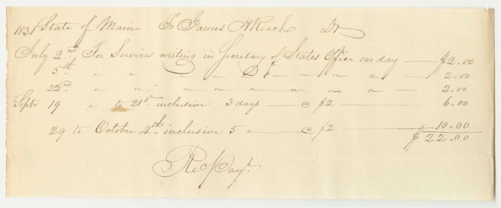 Miniature of Account of James H. Roach, Clerk in the Secretary of State's Office